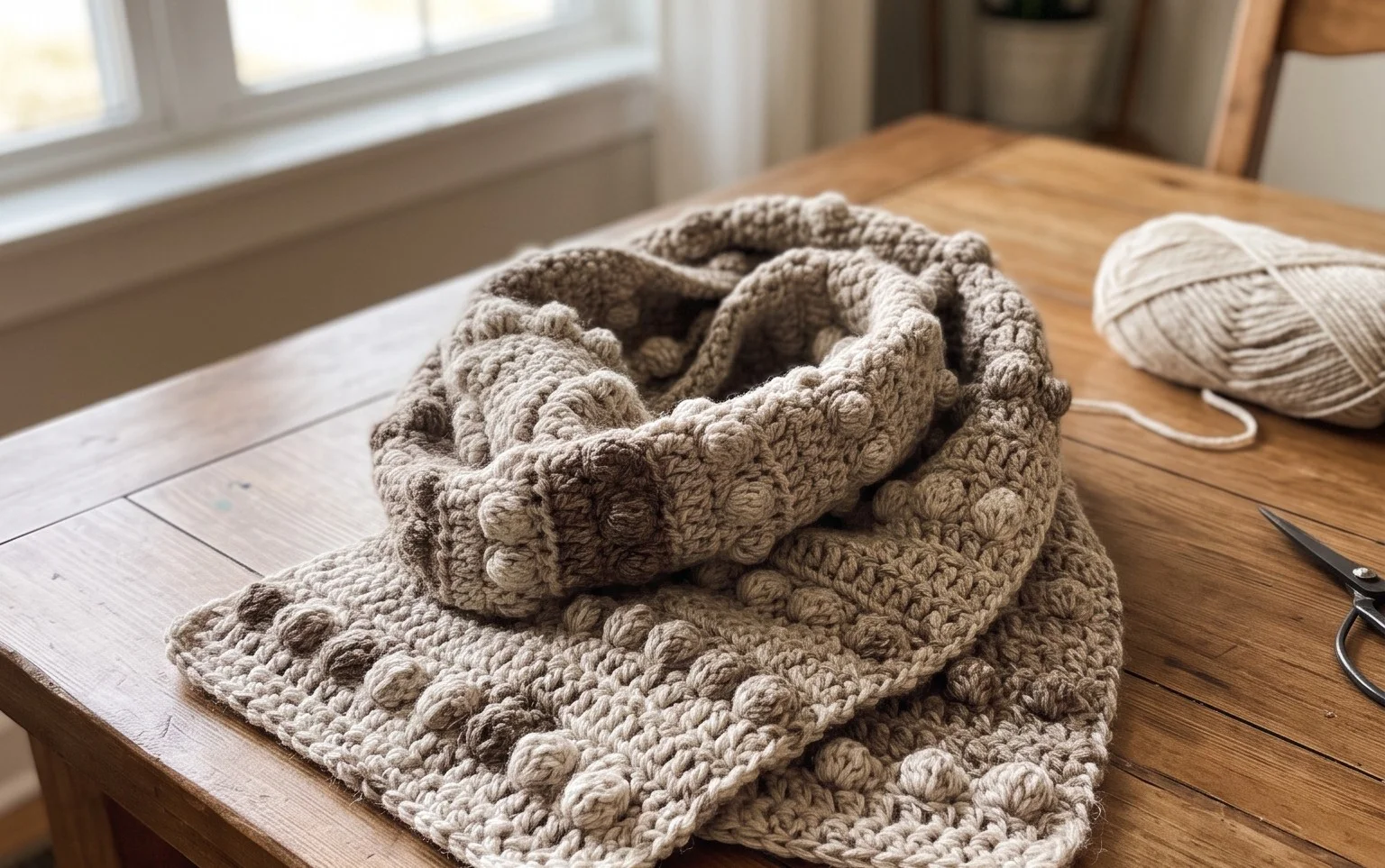 Snowy Evening Bobble Scarf: Free Crochet Pattern Guide