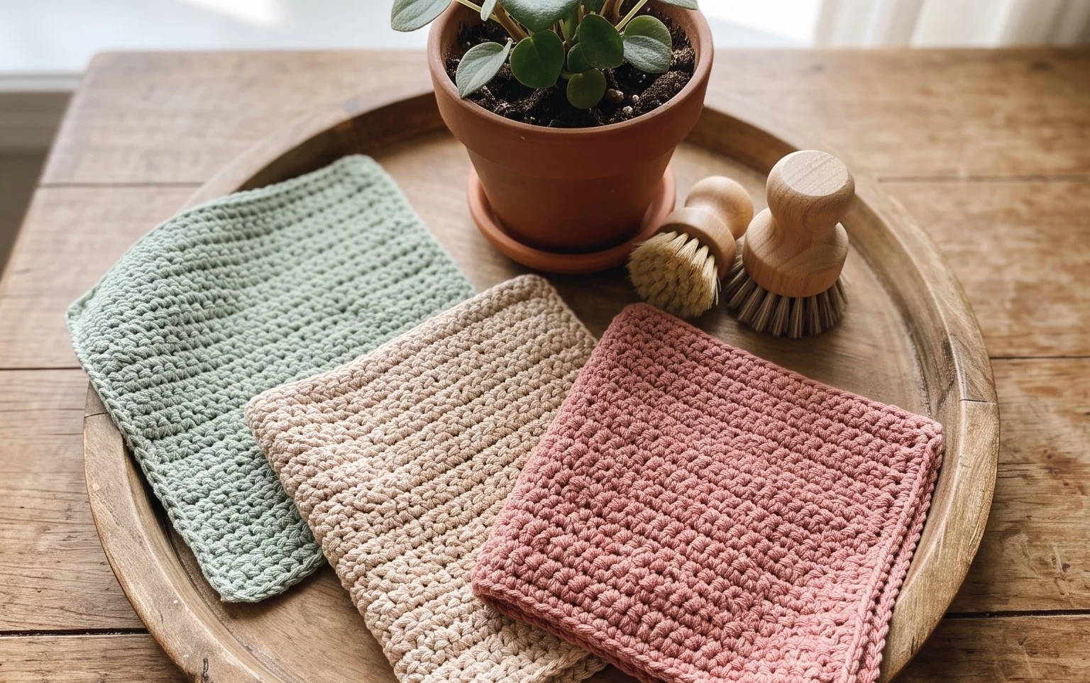 Easy Lined Simplicity Crochet Dishcloth: Free Pattern