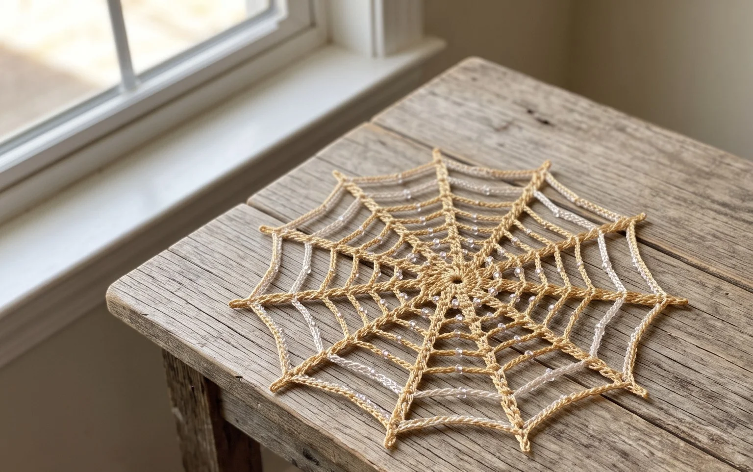 Easy Spider Web Rain Droplet Suncatcher Free Pattern