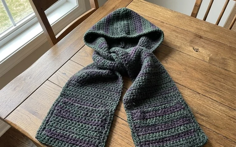 Easy Hooded Scarf Crochet Pattern for Beginners